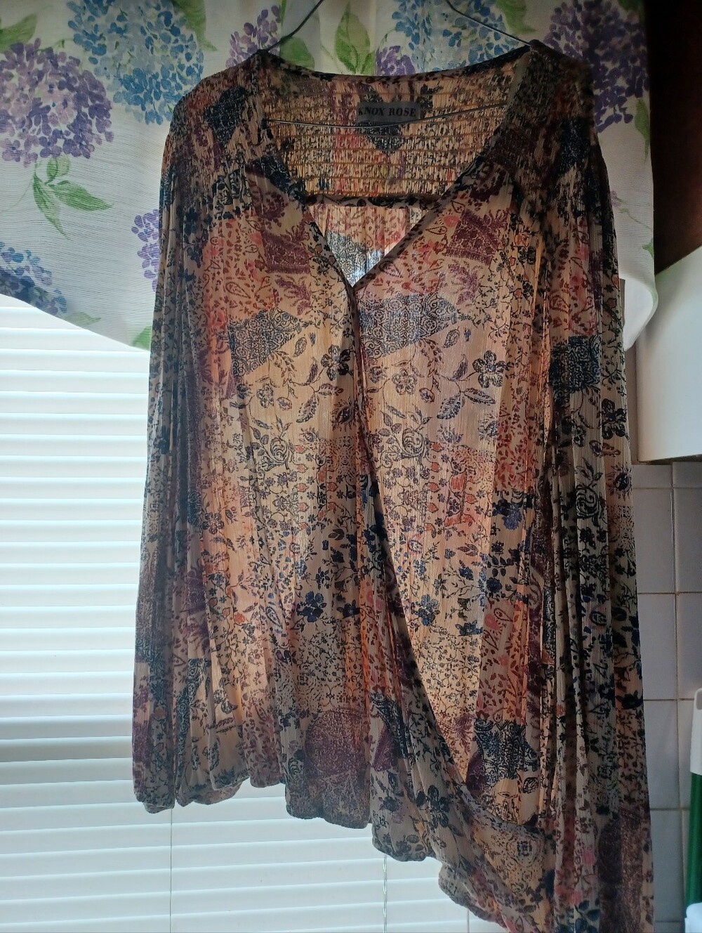 Knox Rose Beige Floral Patchwork Surplice Tunic